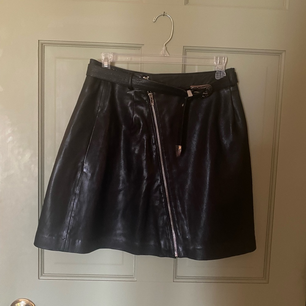 Maje Leather Miniskirt with Belt Sz40